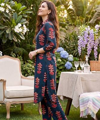 Ethnic Motifs Printed Cotton Kurta with Trousers 4
