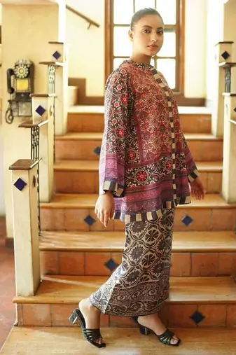 Multicolor geometric print crepe fancy co-ord set for women