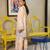 Beige floral print linen  fancy co-ord set for women