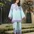 Sky blue floral print crepe  fancy co-ord set for women