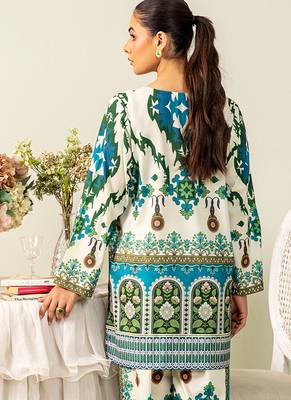 Teal floral print crepe  fancy co-ord set for women 2