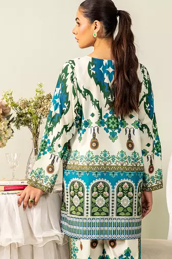 Teal floral print crepe  fancy co-ord set for women