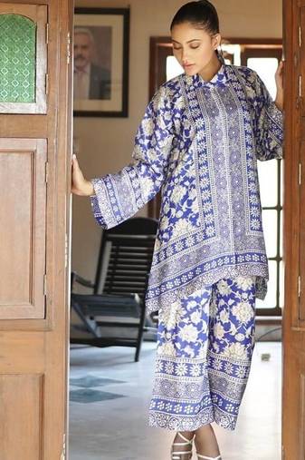 Purple floral print crepe  fancy co-ord set for women