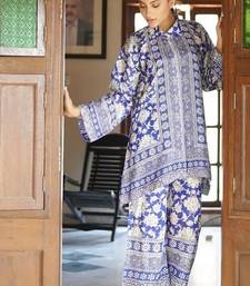 Purple floral print crepe  fancy co-ord set for women