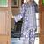 Purple floral print crepe  fancy co-ord set for women