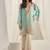 Sea green floral print linen  fancy co-ord set for women