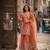 light orange color embroidery sequin work silk blend kurti sharara set