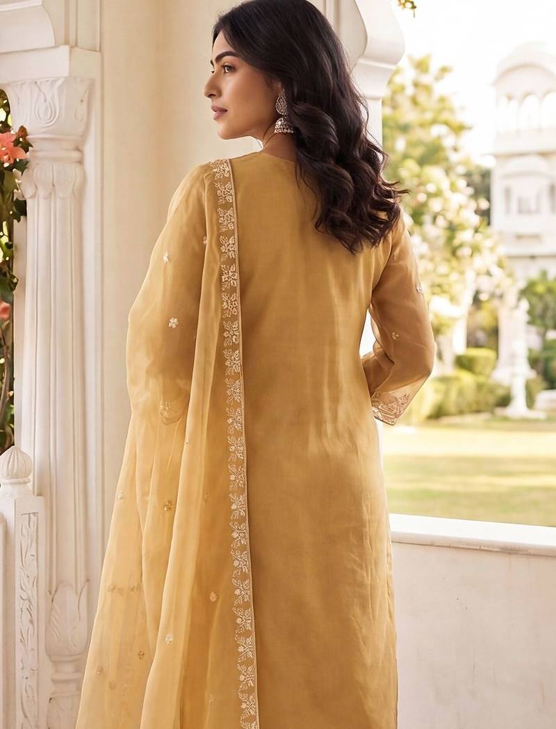 Women Floral Embroidered Thread Work Kurta with Trousers & With Dupatta
