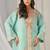 Sea green floral print linen  fancy co-ord set for women