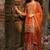 orange color embroidery sequin work silk blend kurti sharara set