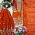 orange color embroidery sequin work silk blend kurti sharara set