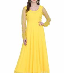 Radiant yellow georgette long kurti with sheer net sleeves