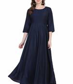 Elegant navy blue rayon long kurti dress