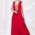 Red georgette anarkali dress with golden churidar