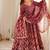 Wine printed muslin suit with pant & dupatta