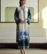 Blue floral print crepe  fancy co-ord set for women