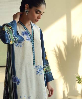 Blue floral print crepe  fancy co-ord set for women 2