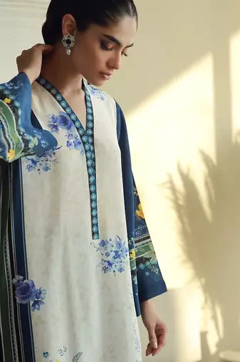 Blue floral print crepe  fancy co-ord set for women