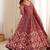 Wine printed muslin suit with pant & dupatta