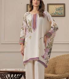 Ivory floral print crepe  fancy co-ord set for women