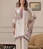 Ivory floral print crepe  fancy co-ord set for women