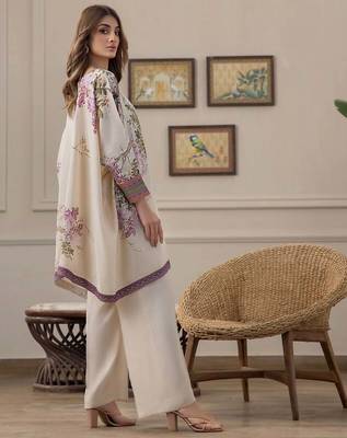 Ivory floral print crepe  fancy co-ord set for women 3