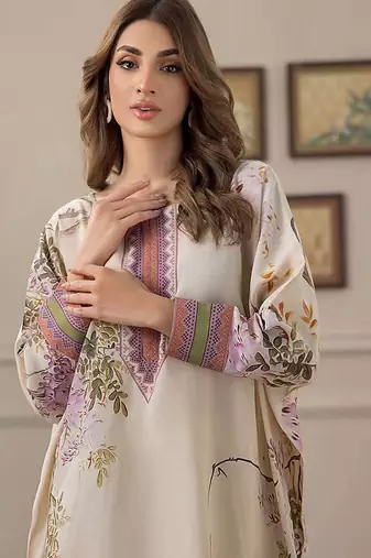 Ivory floral print crepe  fancy co-ord set for women