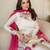 White embroidery & moti work roman glass kurti palazzo set