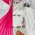White embroidery & moti work roman glass kurti palazzo set