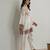 White floral print crepe  fancy co-ord set for women