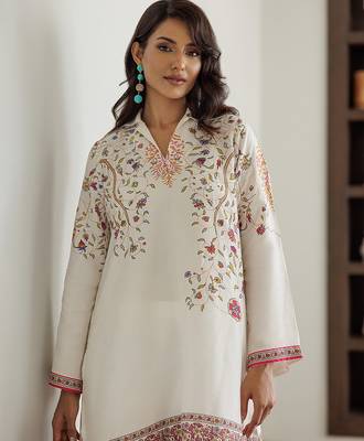 White floral print crepe  fancy co-ord set for women 4