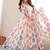 Floral printed & embroidered organza anarkali set