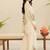 Off white floral print crepe  fancy co-ord set for women