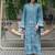 Blue floral print linen  fancy co-ord set for women