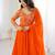 Orange sequins embroidered georgette gown with pant & dupatta
