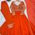 Orange sequins embroidered georgette gown with pant & dupatta