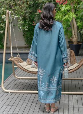 Blue floral print linen  fancy co-ord set for women 3