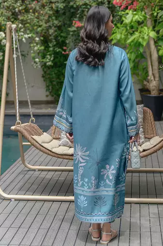 Blue floral print linen  fancy co-ord set for women