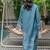 Blue floral print linen  fancy co-ord set for women
