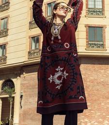 Maroon floral print crepe  fancy co-ord set for women