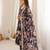 Black floral print muslin gown with pant & organza dupatta