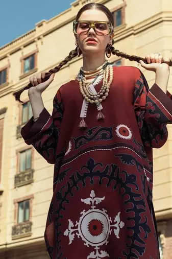 Maroon floral print crepe  fancy co-ord set for women