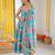 Sky blue floral print muslin gown with pant & organza dupatta