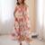 Off white floral print muslin gown with pant & organza dupatta