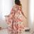 Off white floral print muslin gown with pant & organza dupatta