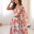 Off white floral print muslin gown with pant & organza dupatta