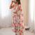Off white floral print muslin gown with pant & organza dupatta