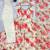 Off white floral print muslin gown with pant & organza dupatta