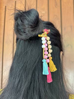 Multicolored handmade pompom bunstick 1