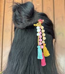 Multicolored handmade pompom bunstick
